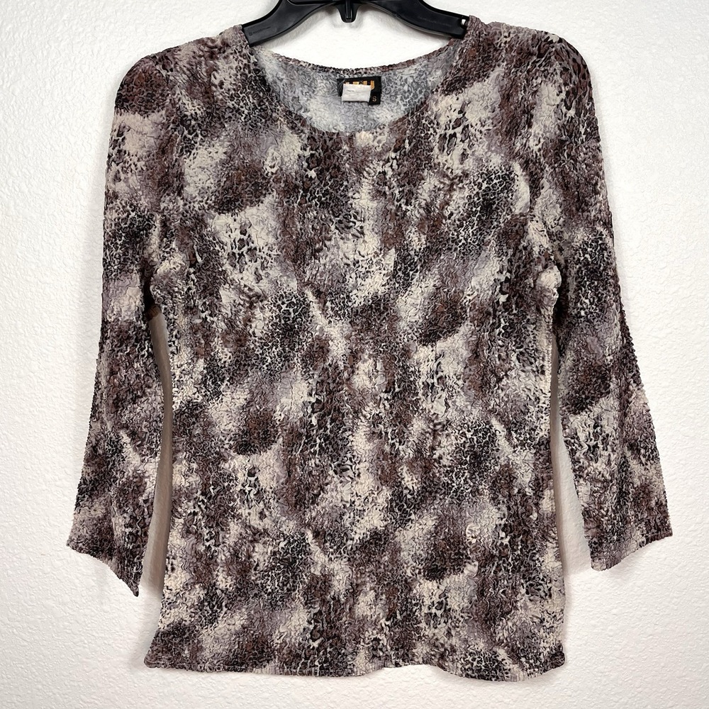 Ubu Womens Retro Textured Shirt Top Size Small Boho Stretch Mobwife Baddie Artsy